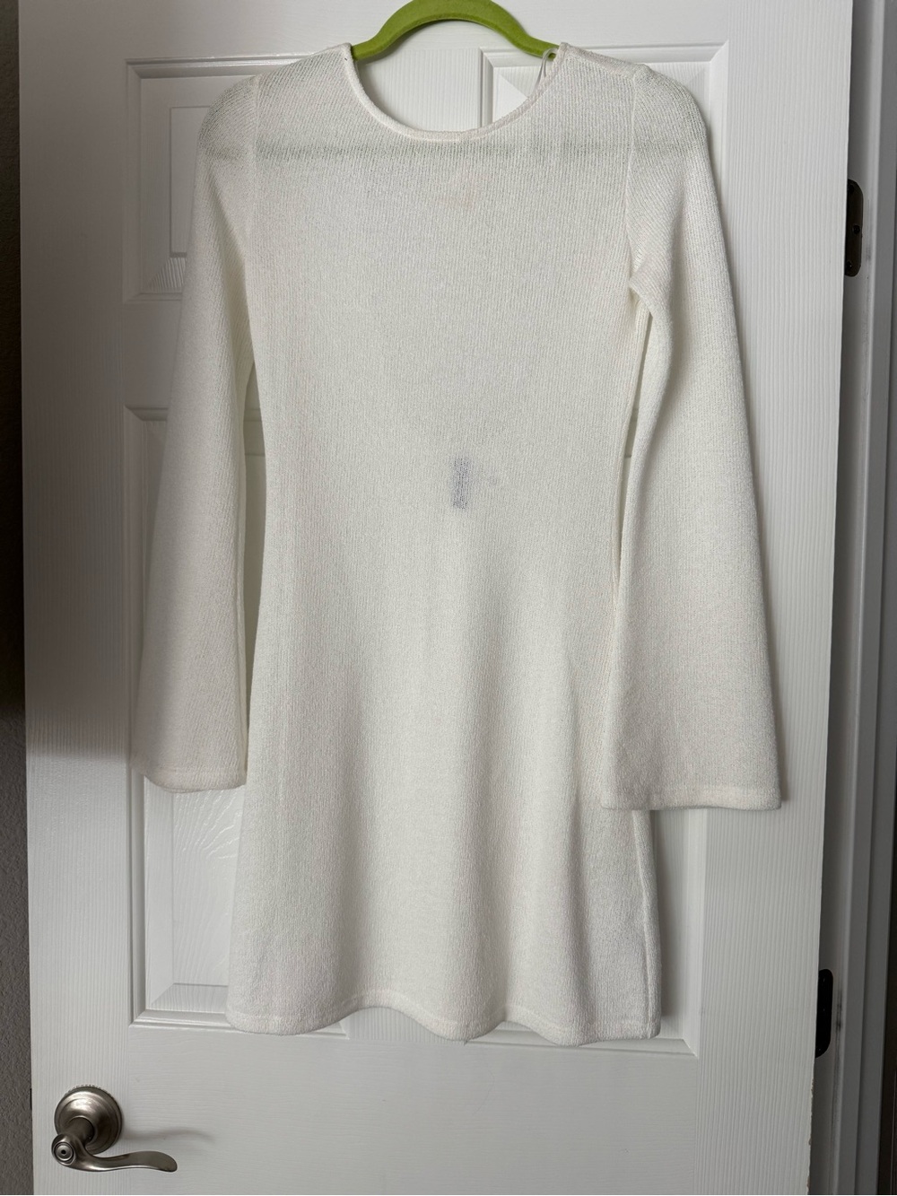 H&M Cream Long-Sleeve Knit Shift Dress